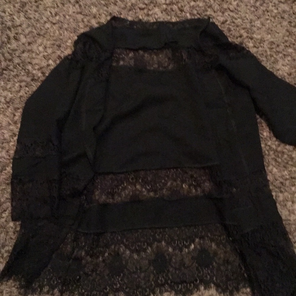 Black lace open sheer cardigan